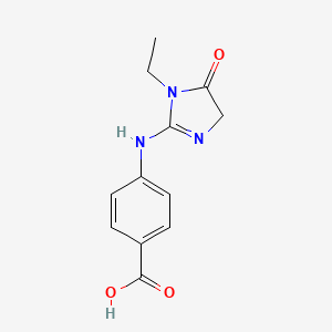 molecular formula C12H13N3O3 B11799557 4-((1-Ethyl-5-oxo-4,5-dihydro-1H-imidazol-2-yl)amino)benzoic acid 