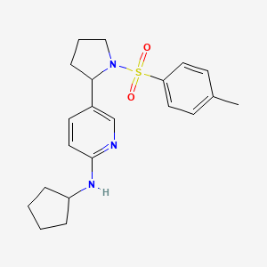 molecular formula C21H27N3O2S B11799581 N-Cyclopentyl-5-(1-tosylpyrrolidin-2-yl)pyridin-2-amine 