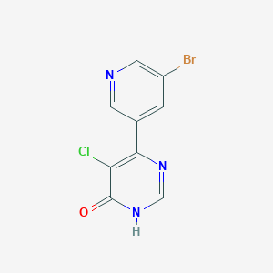 molecular formula C9H5BrClN3O B11799728 6-(5-Bromopyridin-3-yl)-5-chloropyrimidin-4(3H)-one 