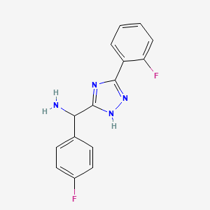 (4-Fluorophenyl)(5-(2-fluorophenyl)-1H-1,2,4-triazol-3-yl)methanamine