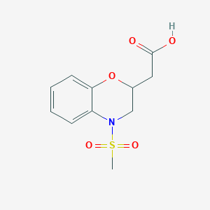 molecular formula C11H13NO5S B11800113 2-(4-(Methylsulfonyl)-3,4-dihydro-2H-benzo[b][1,4]oxazin-2-yl)acetic acid 