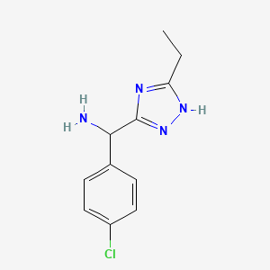 molecular formula C11H13ClN4 B11800240 (4-Chlorophenyl)(5-ethyl-1H-1,2,4-triazol-3-yl)methanamine 