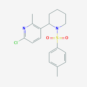 molecular formula C18H21ClN2O2S B11800272 6-Chloro-2-methyl-3-(1-tosylpiperidin-2-yl)pyridine 