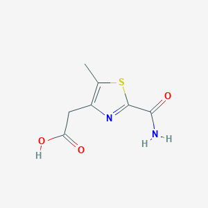 molecular formula C7H8N2O3S B11800323 2-(2-Carbamoyl-5-methylthiazol-4-yl)acetic acid 