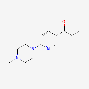 molecular formula C13H19N3O B11800537 1-(6-(4-Methylpiperazin-1-yl)pyridin-3-yl)propan-1-one 