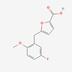 molecular formula C13H11FO4 B11800571 5-(5-Fluoro-2-methoxybenzyl)furan-2-carboxylic acid 