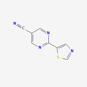 molecular formula C8H4N4S B11800576 2-(Thiazol-5-YL)pyrimidine-5-carbonitrile 