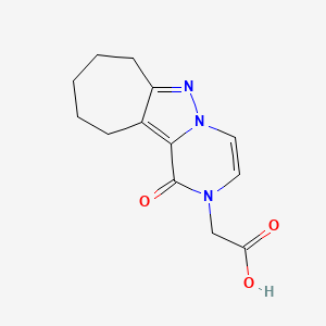 molecular formula C13H15N3O3 B11800952 2-(1-Oxo-8,9,10,11-tetrahydro-1H-cyclohepta[3,4]pyrazolo[1,5-a]pyrazin-2(7H)-yl)acetic acid 