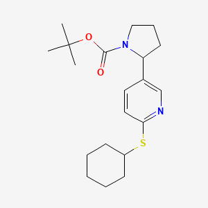 molecular formula C20H30N2O2S B11800983 tert-Butyl 2-(6-(cyclohexylthio)pyridin-3-yl)pyrrolidine-1-carboxylate 