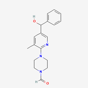 molecular formula C18H21N3O2 B11801358 4-(5-(Hydroxy(phenyl)methyl)-3-methylpyridin-2-yl)piperazine-1-carbaldehyde 