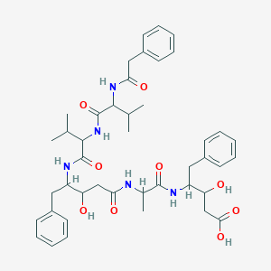 molecular formula C43H57N5O9 B118016 3-羟基-4-[2-[[3-羟基-4-[[3-甲基-2-[[3-甲基-2-[(2-苯乙酰)氨基]丁酰]氨基]丁酰]氨基]-5-苯基戊酰]氨基]丙酰氨基]-5-苯基戊酸 CAS No. 158335-52-5
