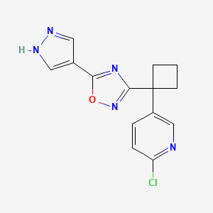 3-(1-(6-Chloropyridin-3-yl)cyclobutyl)-5-(1H-pyrazol-4-yl)-1,2,4-oxadiazole