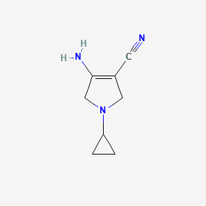 molecular formula C8H11N3 B11802382 4-Amino-1-cyclopropyl-2,5-dihydro-1H-pyrrole-3-carbonitrile 