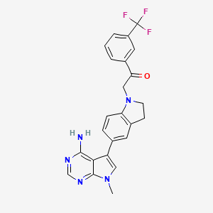 molecular formula C24H20F3N5O B11802749 2-(5-(4-Amino-7-methyl-7H-pyrrolo[2,3-d]pyrimidin-5-yl)indolin-1-yl)-1-(3-(trifluoromethyl)phenyl)ethanone 