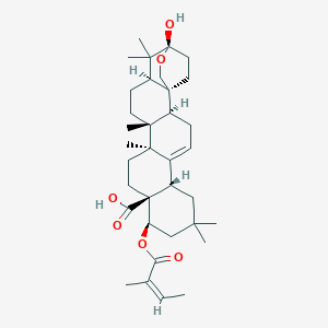 molecular formula C35H52O6 B1180403 (1S,2S,6S,10R,11S,14S,15R,18R,20S)-20-hydroxy-8,8,14,15,19,19-hexamethyl-10-[(Z)-2-methylbut-2-enoyl]oxy-21-oxahexacyclo[18.2.2.01,18.02,15.05,14.06,11]tetracos-4-ene-11-carboxylic acid CAS No. 146450-83-1