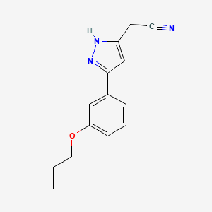 molecular formula C14H15N3O B11804577 2-(5-(3-Propoxyphenyl)-1H-pyrazol-3-yl)acetonitrile 