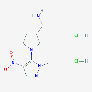 (1-(1-Methyl-4-nitro-1H-pyrazol-5-yl)pyrrolidin-3-yl)methanamine dihydrochloride