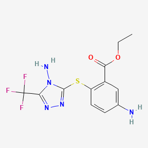 Ethyl 5-amino-2-((4-amino-5-(trifluoromethyl)-4H-1,2,4-triazol-3-yl)thio)benzoate