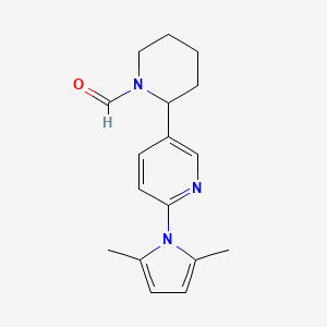 molecular formula C17H21N3O B11805469 2-(6-(2,5-Dimethyl-1H-pyrrol-1-yl)pyridin-3-yl)piperidine-1-carbaldehyde 