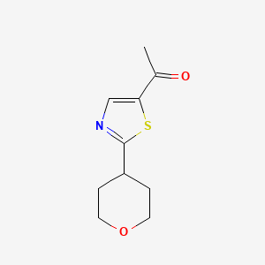 molecular formula C10H13NO2S B11805525 1-(2-(Tetrahydro-2H-pyran-4-yl)thiazol-5-yl)ethanone 