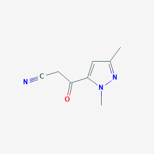 molecular formula C8H9N3O B11805736 3-(1,3-Dimethyl-1H-pyrazol-5-yl)-3-oxopropanenitrile 