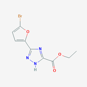 molecular formula C9H8BrN3O3 B11806291 ethyl 3-(5-bromofuran-2-yl)-1H-1,2,4-triazole-5-carboxylate 