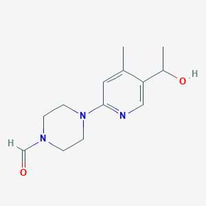 molecular formula C13H19N3O2 B11806341 4-(5-(1-Hydroxyethyl)-4-methylpyridin-2-yl)piperazine-1-carbaldehyde 