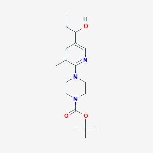 molecular formula C18H29N3O3 B11806654 tert-Butyl 4-(5-(1-hydroxypropyl)-3-methylpyridin-2-yl)piperazine-1-carboxylate 