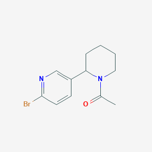 molecular formula C12H15BrN2O B11806675 1-(2-(6-Bromopyridin-3-yl)piperidin-1-yl)ethanone 