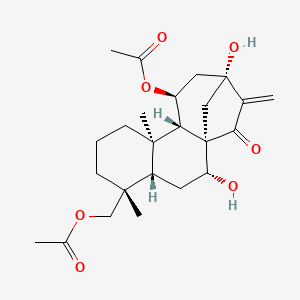 molecular formula C24H34O7 B1180725 [(1R,2R,4S,5R,9R,10S,11S,13R)-11-乙酰氧基-2,13-二羟基-5,9-二甲基-14-亚甲基-15-氧代-5-四环[11.2.1.01,10.04,9]十六烷基]甲基乙酸酯 CAS No. 125181-21-7