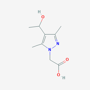 molecular formula C9H14N2O3 B11807715 2-(4-(1-Hydroxyethyl)-3,5-dimethyl-1H-pyrazol-1-yl)aceticacid 