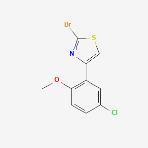 molecular formula C10H7BrClNOS B11807862 2-Bromo-4-(5-chloro-2-methoxy-phenyl)-thiazole 