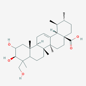 molecular formula C30H48O5 B1180820 (1S,2R,4aS,6aR,6aS,6bR,10R,12aR,14bS)-10,11-dihydroxy-9-(hydroxymethyl)-1,2,6a,6b,9,12a-hexamethyl-2,3,4,5,6,6a,7,8,8a,10,11,12,13,14b-tetradecahydro-1H-picene-4a-carboxylic acid CAS No. 143839-02-5