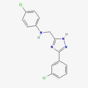 4-Chloro-N-((5-(3-chlorophenyl)-1H-1,2,4-triazol-3-yl)methyl)aniline