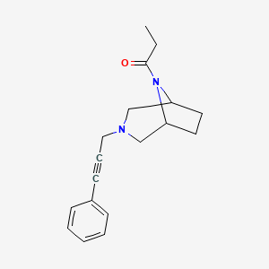 molecular formula C18H22N2O B1180978 3-(3-Phenyl-2-propynyl)-8-propionyl-3,8-diazabicyclo(3.2.1)octane 