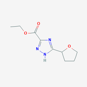 molecular formula C9H13N3O3 B11810430 Ethyl 3-(tetrahydrofuran-2-yl)-1H-1,2,4-triazole-5-carboxylate 