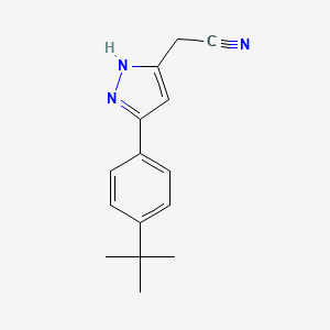 molecular formula C15H17N3 B11810932 2-(5-(4-(tert-Butyl)phenyl)-1H-pyrazol-3-yl)acetonitrile 