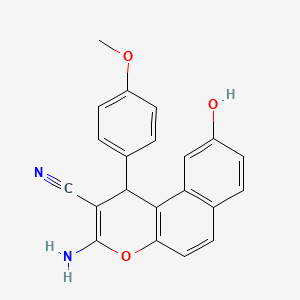 molecular formula C21H16N2O3 B1181198 3-amino-9-hydroxy-1-(4-methoxyphenyl)-1H-benzo[f]chromene-2-carbonitrile 