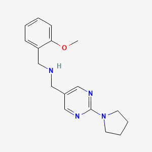 molecular formula C17H22N4O B11812707 N-(2-Methoxybenzyl)-1-(2-(pyrrolidin-1-yl)pyrimidin-5-yl)methanamine 