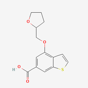 molecular formula C14H14O4S B11812747 4-((Tetrahydrofuran-2-yl)methoxy)benzo[b]thiophene-6-carboxylic acid 