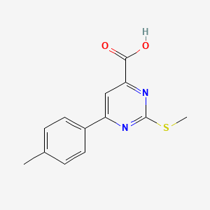 molecular formula C13H12N2O2S B11812825 2-(Methylthio)-6-(p-tolyl)pyrimidine-4-carboxylic acid 