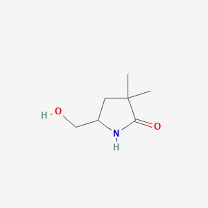 molecular formula C7H13NO2 B11812899 5-(Hydroxymethyl)-3,3-dimethylpyrrolidin-2-one CAS No. 133390-85-9