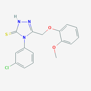 molecular formula C16H14ClN3O2S B011813 2,4-Dihydro-4-(3-chlorophenyl)-5-((2-methoxyphenoxy)methyl)-3H-1,2,4-triazole-3-thione CAS No. 107952-07-8