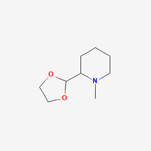 molecular formula C9H17NO2 B11813106 2-(1,3-Dioxolan-2-yl)-1-methylpiperidine 