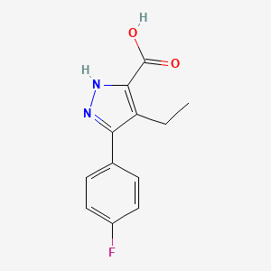 molecular formula C12H11FN2O2 B11813133 4-ethyl-3-(4-fluorophenyl)-1H-pyrazole-5-carboxylic acid 