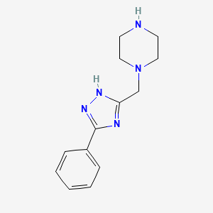 molecular formula C13H17N5 B11813237 1-((3-Phenyl-1H-1,2,4-triazol-5-yl)methyl)piperazine 