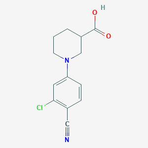 molecular formula C13H13ClN2O2 B11813267 1-(3-Chloro-4-cyanophenyl)piperidine-3-carboxylic acid 