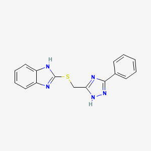 molecular formula C16H13N5S B11813291 2-(((5-Phenyl-1H-1,2,4-triazol-3-yl)methyl)thio)-1H-benzo[d]imidazole 