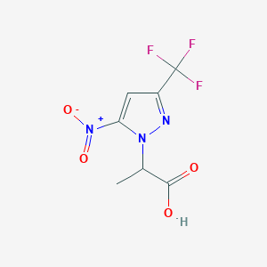 molecular formula C7H6F3N3O4 B11813371 2-(5-Nitro-3-(trifluoromethyl)-1H-pyrazol-1-yl)propanoic acid 