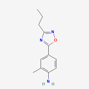 molecular formula C12H15N3O B11813465 2-Methyl-4-(3-propyl-1,2,4-oxadiazol-5-yl)aniline 